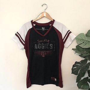 Texas A&M Aggies Rhinestone V-neck Fan Jersey Size Medium
